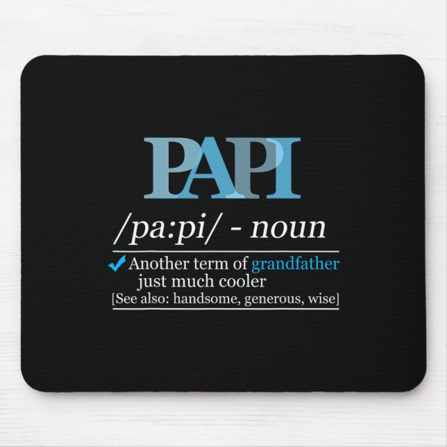 Definition Papi Funny Grandpa Dad Fathers Day Chri Mouse Pad (Front)