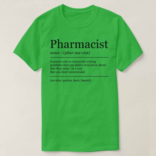 Definition Pharmacist Pharmacy Graduation T-Shirt (Design Front)