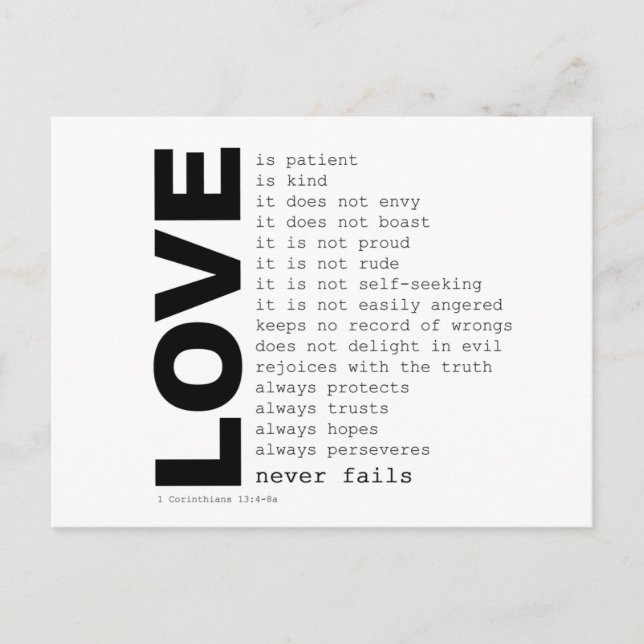Definitions of Love Post Card (Front)