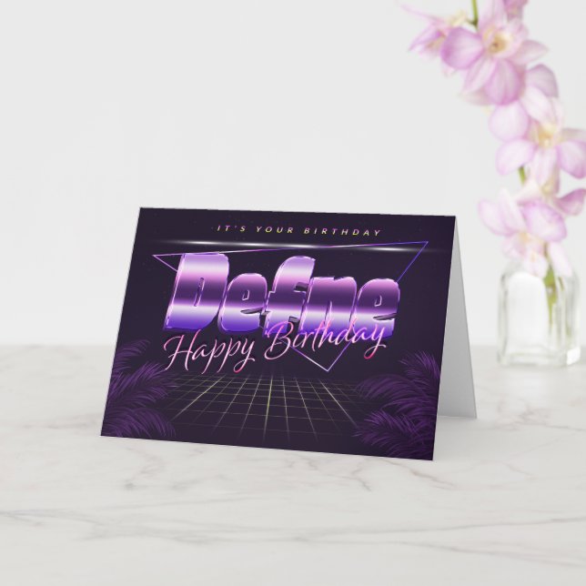 Defne Name First Name purla retro Card Birthday (Orchid)