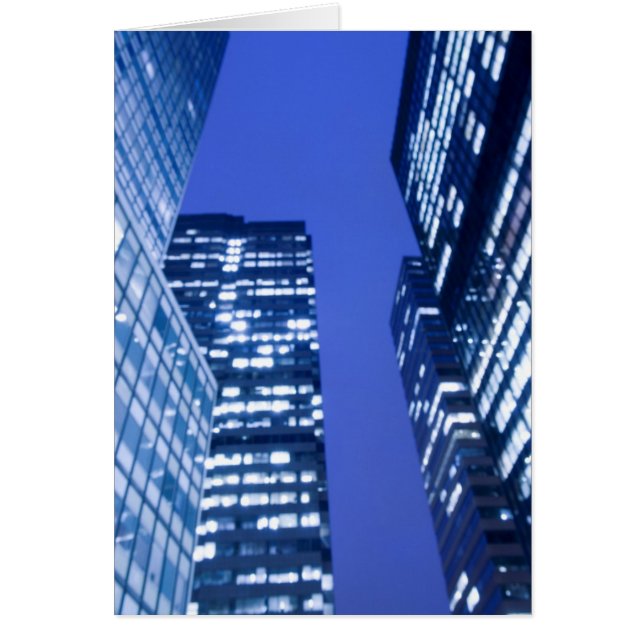 Defocused upward view of office building windows (Front)