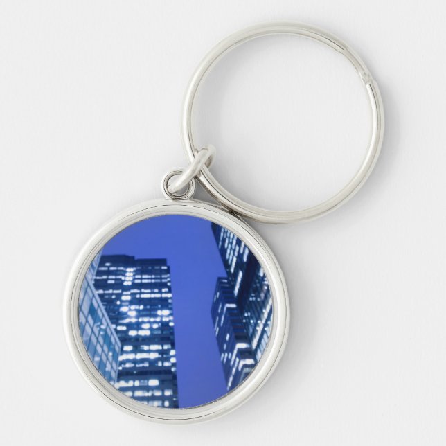 Defocused upward view of office building windows key ring (Front)