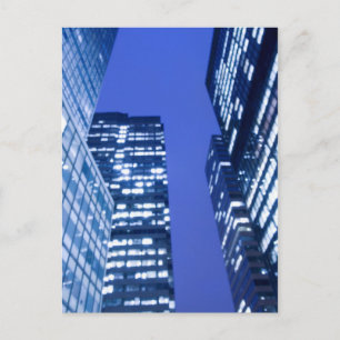 Defocused upward view of office building windows postcard