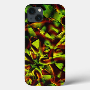 Deformed ties of burnt green ribbons iPhone 13 case