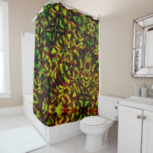 Deformed ties of burnt green ribbons shower curtain