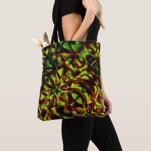 Deformed ties of burnt green ribbons tote bag