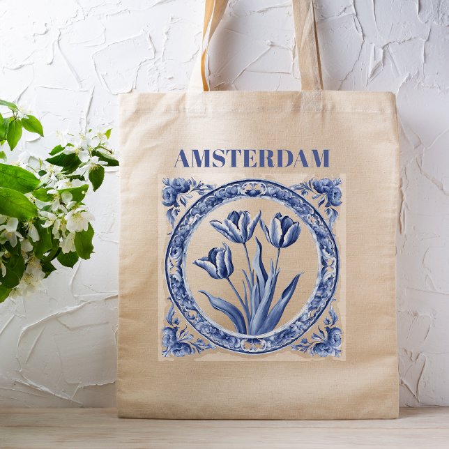 Deft Blue Tulip Amsterdam Souvenir  Tote Bag (Creator Uploaded)