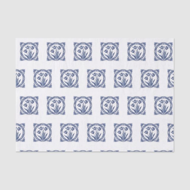 Deft Blue Tulip Souvenir  Tissue Paper (Front)