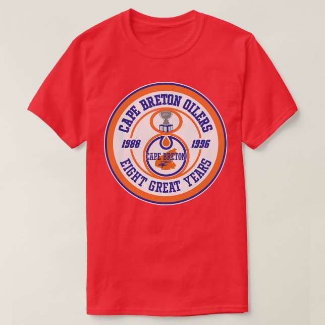Defunct Cape Breton Oilers 8 Great Years Hockey Te T-Shirt (Design Front)