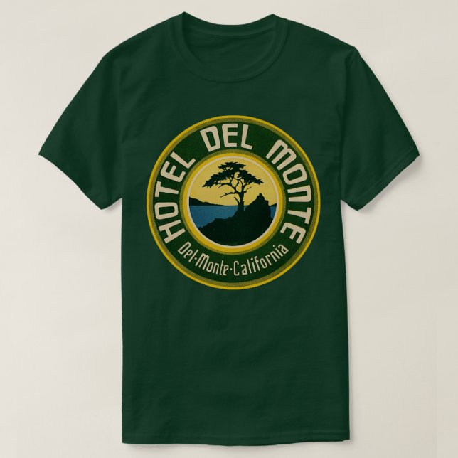 Defunct Hotel Del Monte California Luggage Label T-Shirt (Design Front)
