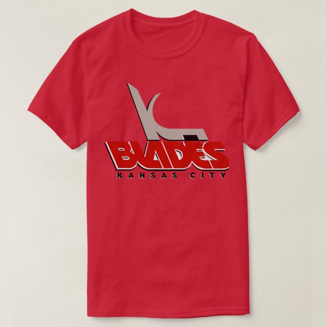 Defunct Kansas City Blades IHL Hockey 1990 T-Shirt (Design Front)