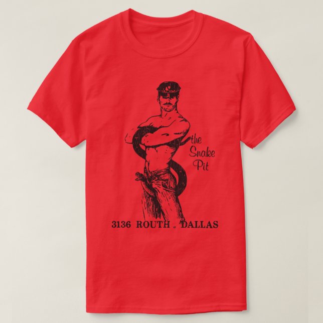 Defunct LGBTQ Snake Pit Nightclub Dallas T-Shirt (Design Front)