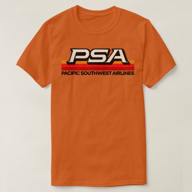 Defunct PSA Airlines 70s 80s Pacific California T-Shirt (Design Front)