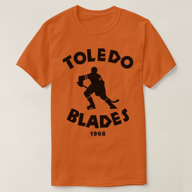 Defunct Toledo Blades IHL Hockey 1966 T-Shirt (Design Front)