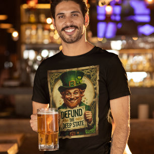 Defund The Deep State Leprechaun St Patricks Tee