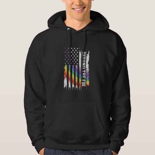 Defund The Fbi United States Distressed Rainbow w  Hoodie (Front)