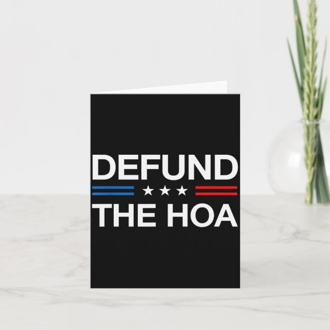 Defund The Hoa Funny Home Owners Ociation Board Me Card (Front)