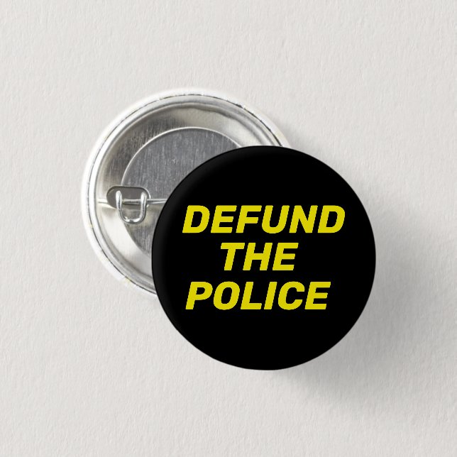 Defund The Police black yellow simple modern 3 Cm Round Badge (Front & Back)