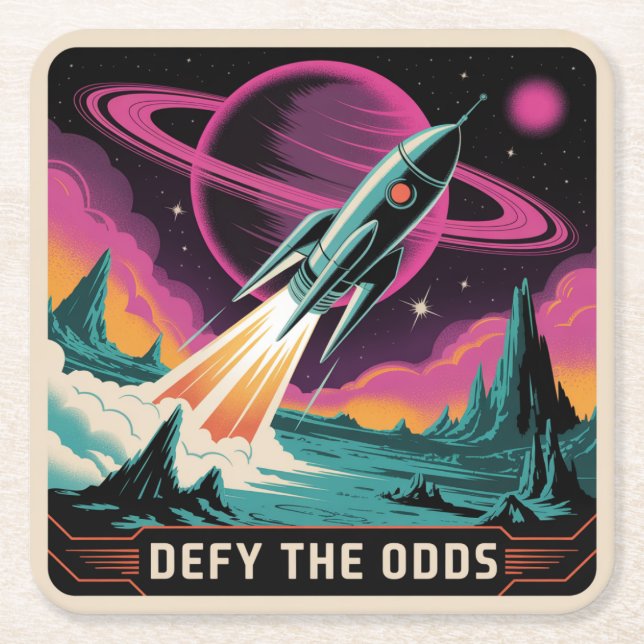 Defy The Odds Square Paper Coaster (Front)