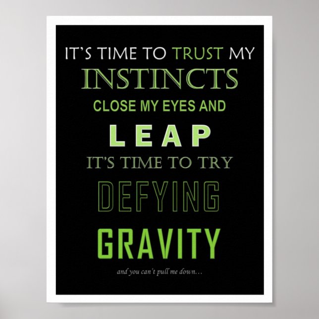 Defying Gravity Word Poster (Front)
