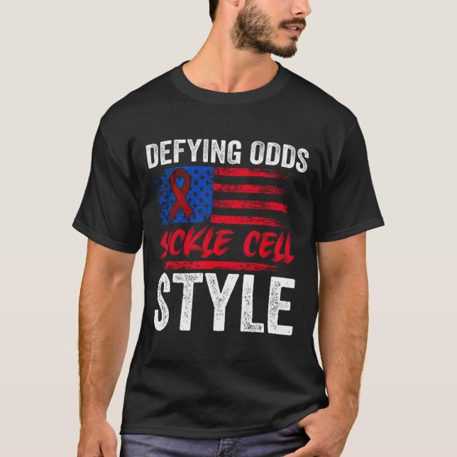 Defying Odds Sickle Cell Style Us Patriotic Scd Vi T-Shirt (Front)
