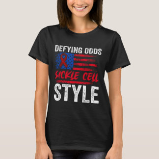 Defying Odds Sickle Cell Style Us Patriotic Scd Vi T-Shirt