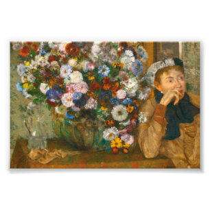 Degas A Woman Seated Beside a Vase of Flowers Photo Print