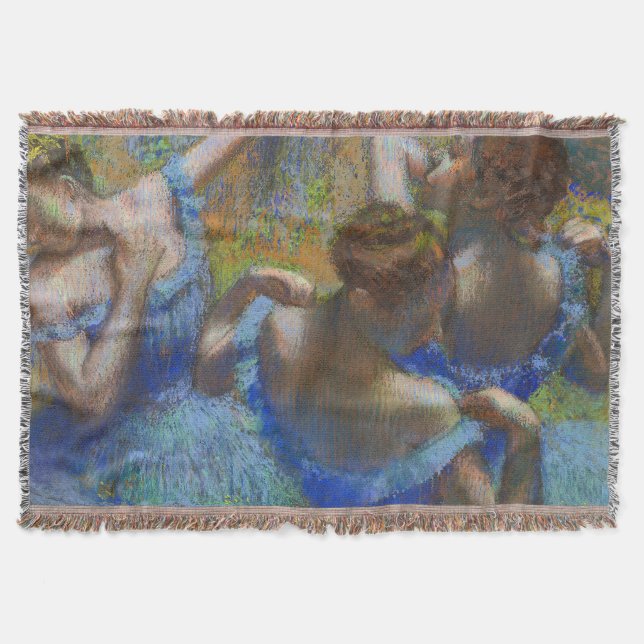Degas Blue Dancers Pastel Fine Art Masterpiece Throw Blanket (Front)