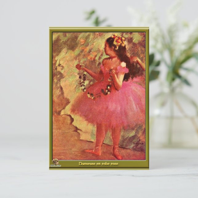 Degas - Dancer in Pink Dress Thank You Card (Standing Front)