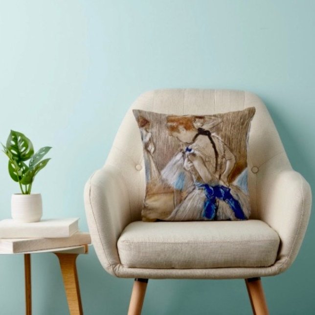 Degas Dancer With Blue Ribbon Cushion (Cozy throw pillow that reminds Mom she’s loved—perfect Mother’s Day home accent.)