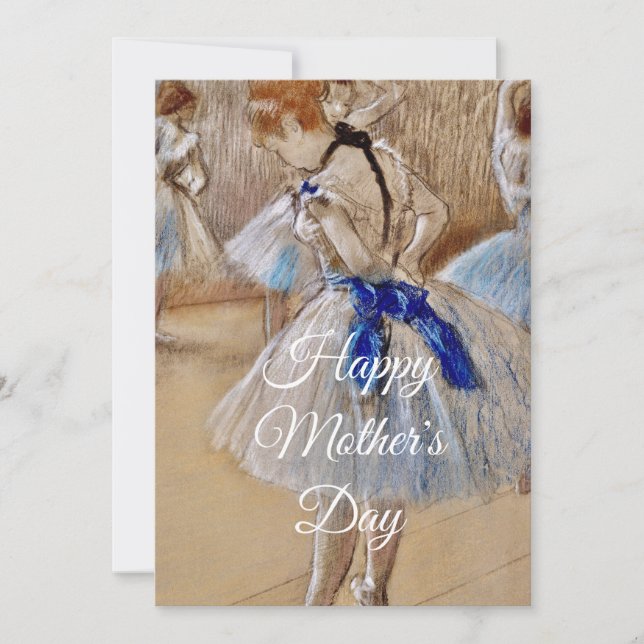 Degas Dancer With Blue Ribbon  Holiday Card (Front)