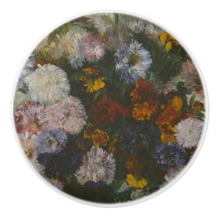 Degas Impressionism Flower Bouquet Old Painting Ceramic Knob