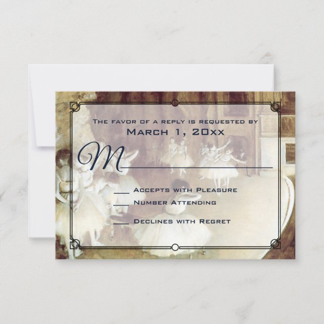 Degas' Rehearsal on Stage Wedding RSVP Card (Front)