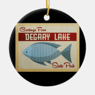 DeGray Lake Blue Fish Vintage Travel Ceramic Tree Decoration
