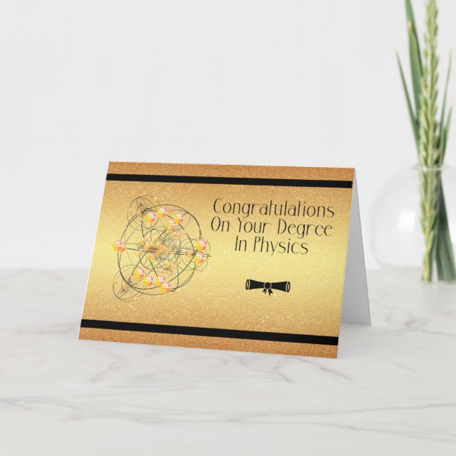 Degree in Physics Card, Congratulations Gold Card (Front)