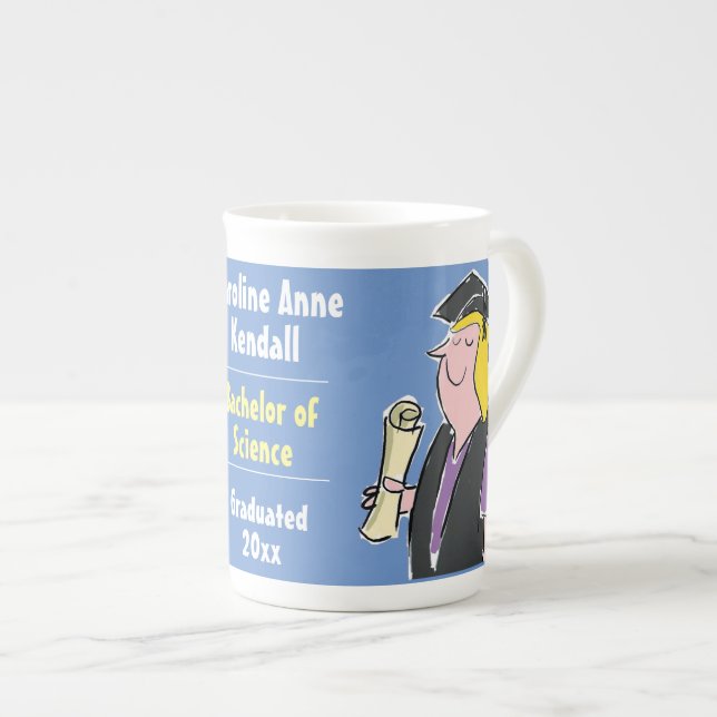 Degree Qualification Commemoration Graduate Bone China Mug (Front Right)