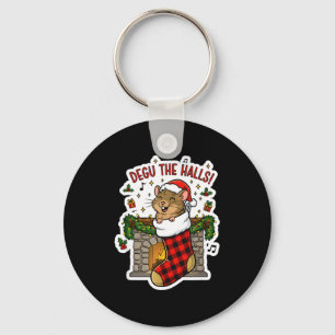 Degu The Halls Pun Tee - Funny Christmas Stocking  Key Ring