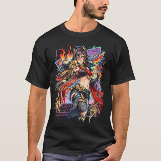Dehya Genshin Impact Claymore Pyro Warrior Vaporwa T-Shirt