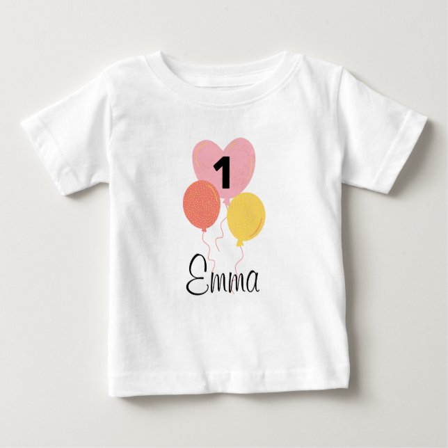 DEIN DESIGN/Name First Birthday Air Balcony Girl Baby T-Shirt (Front)