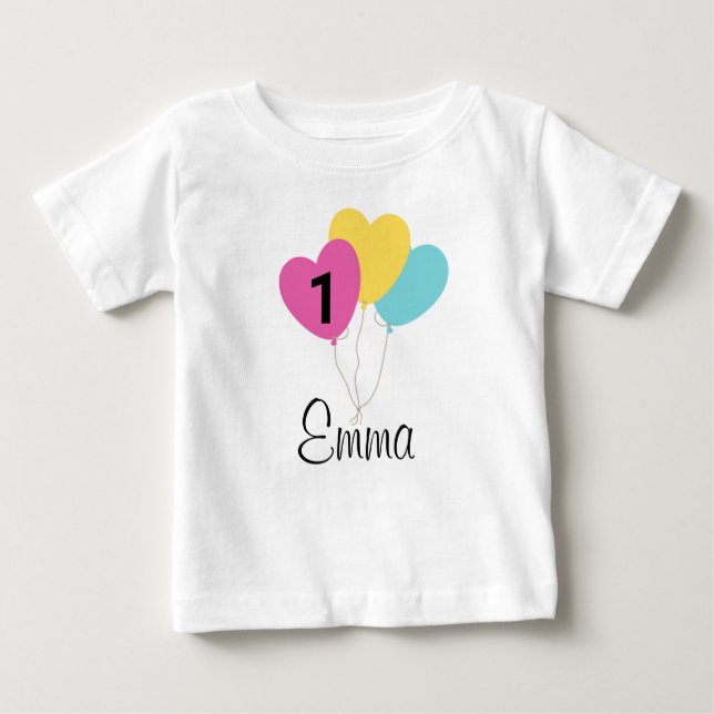 DEIN DESIGN/Name First Birthday of balloon Baby T-Shirt (Front)