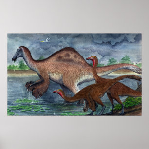 Deinocheirus and Gallimimus Print