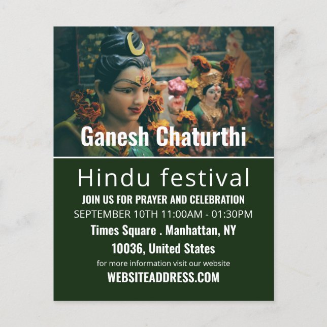 Deity God Statue, Hindu Event Advertising Flyer (Front)