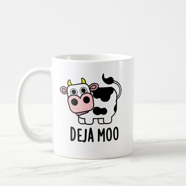 Deja Moo Funny Cow Pun  Coffee Mug (Left)