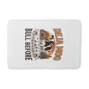 Deja Moo Funny Cow Western Vintage Shirt Design_1 Bath Mat