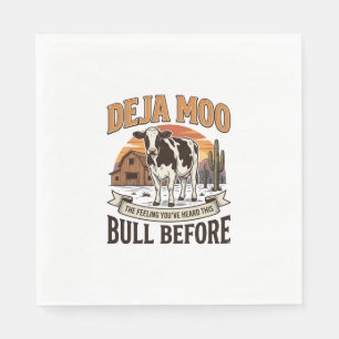 Deja Moo Funny Cow Western Vintage Shirt Design_1 Napkin