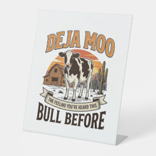 Deja Moo Funny Cow Western Vintage Shirt Design_1 Pedestal Sign
