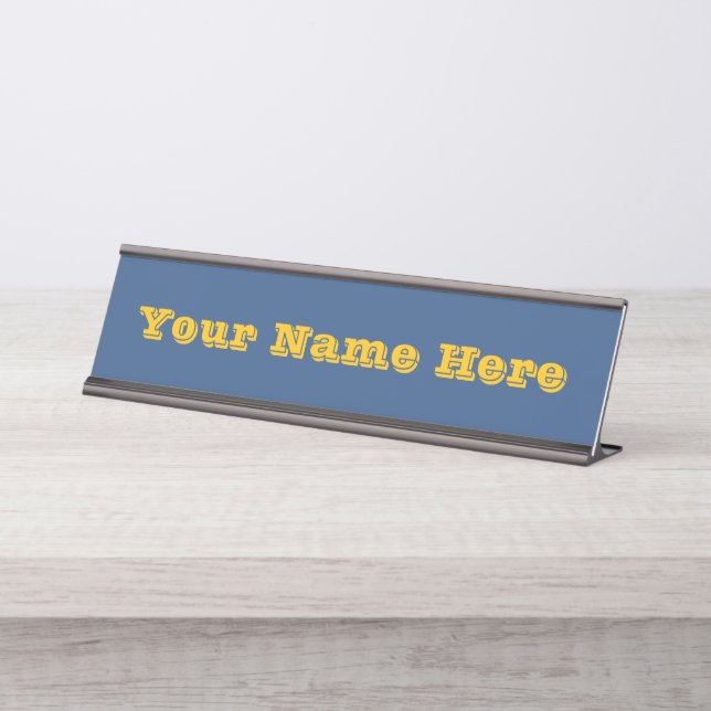 Deja Vu Blue Spring Season Solid Colour Desk Name Plate (Front)