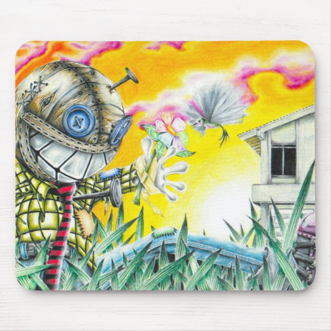 Deja Vudoo - Cute Colourful Pin Cushion Doll Art Mouse Pad (Front)