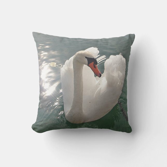 Dekokissen romantischer weisser Schwan Cushion (Front)