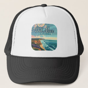 Del Mar California San Diego Beach Pacific Vintage Trucker Hat
